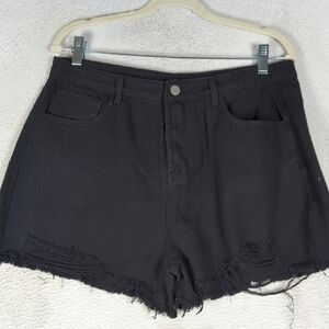 Gee Gee Women's‎ Black Distressed Summer Shorts Size 1X